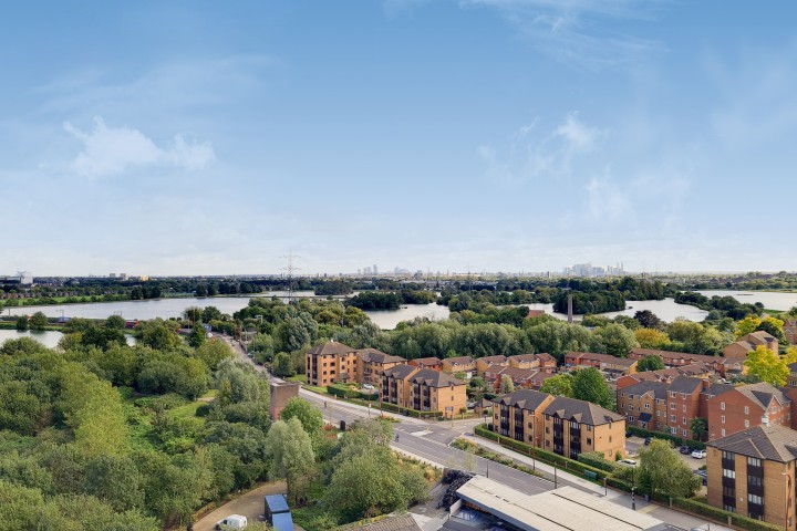 View of the River Lea and trees from a Tottenham apartment