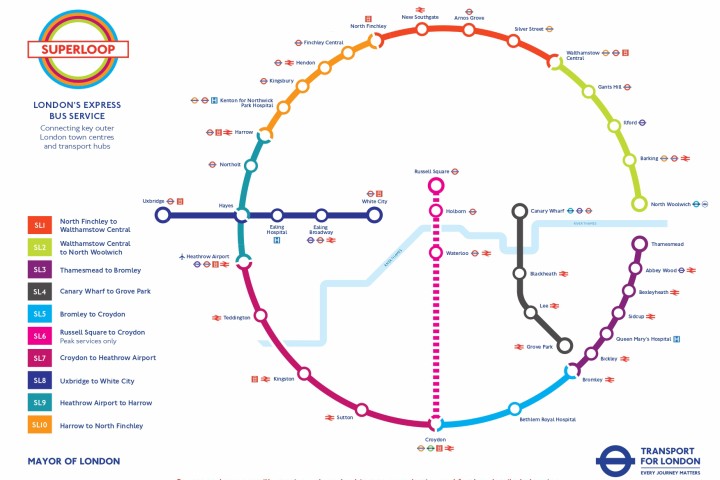Map of the Superloop by TFL for planning your commute