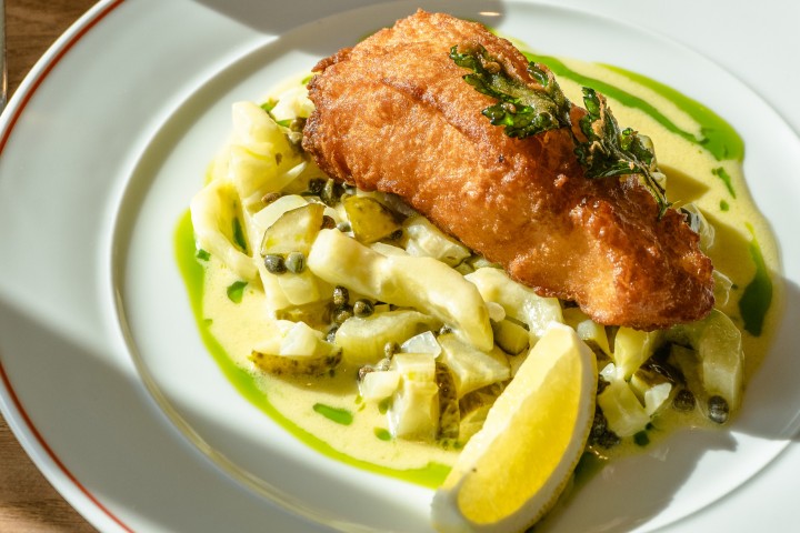 Beer battered fish and chips